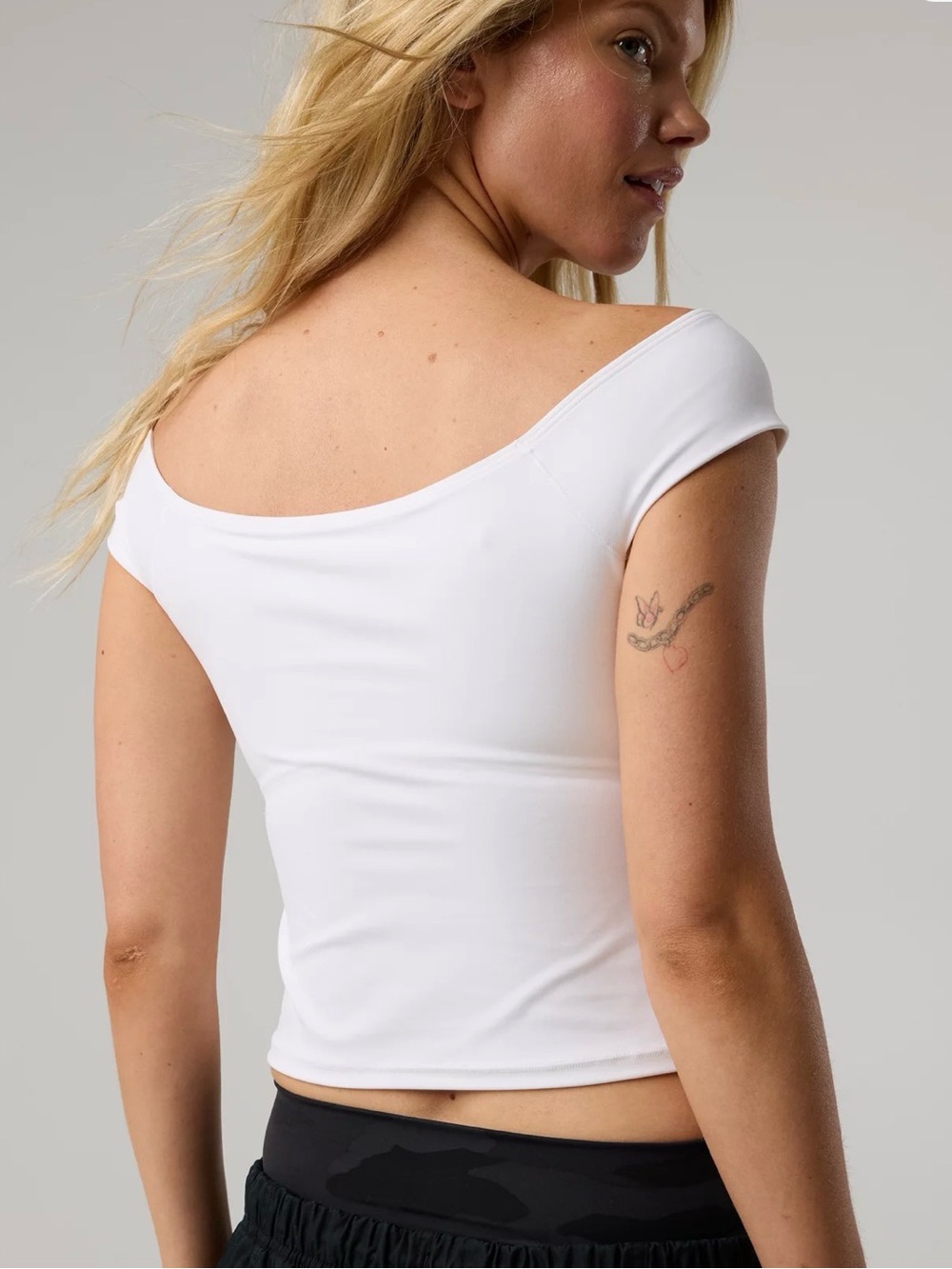 Garage White Off-Shoulder Crop Top